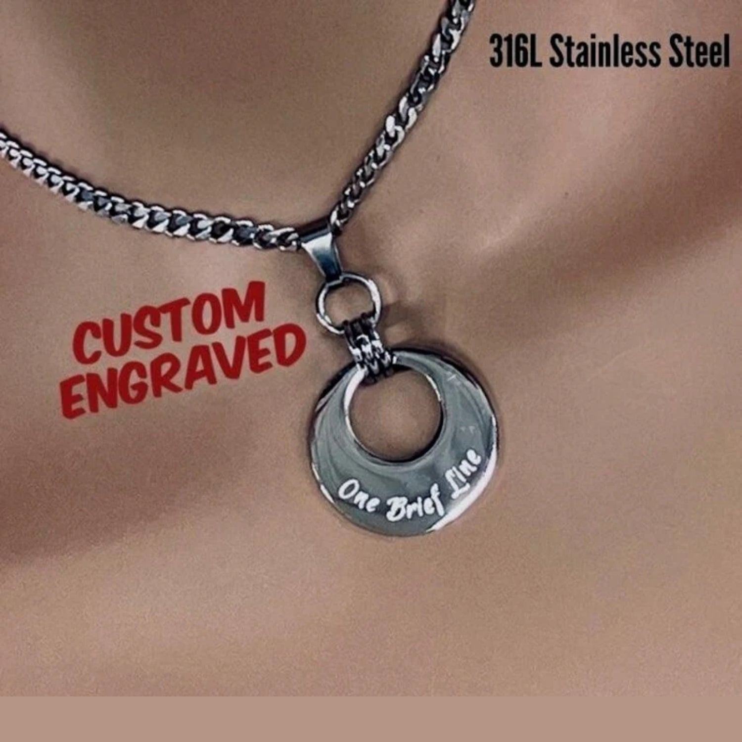 Sub Day Collar, Custom Engraved, Stainless, 24/7 Lock