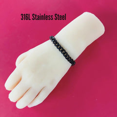 24/7 Day Collar Bracelet, BLACK Stainless Steel, 24/7 Waterproof, Permanent Clasp option