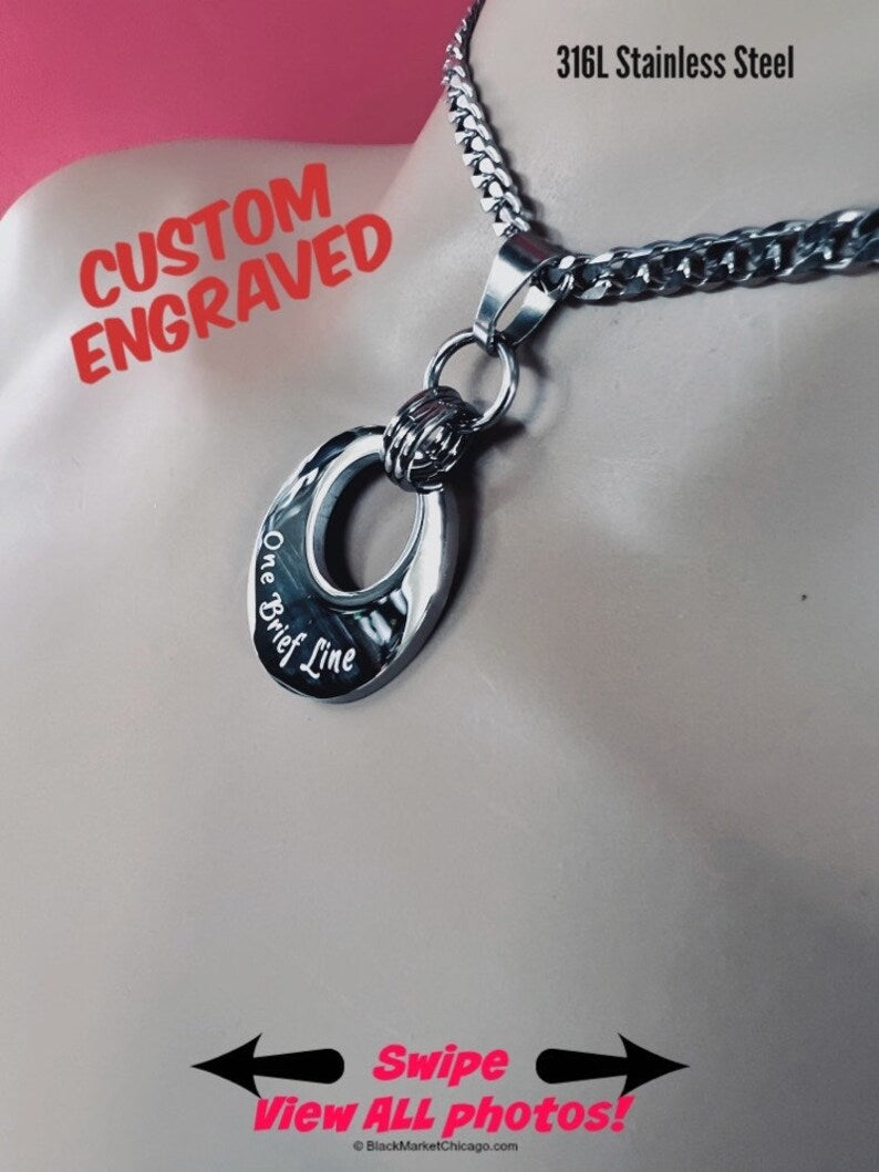 Sub Day Collar, Custom Engraved, Stainless, 24/7 Lock