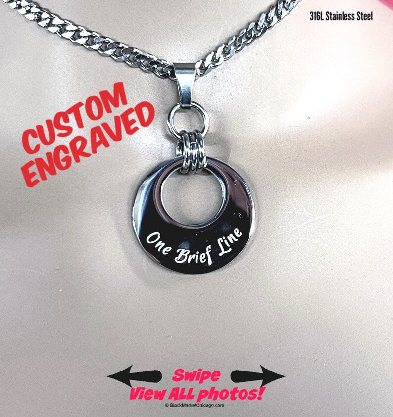 Sub Day Collar, Custom Engraved, Stainless, 24/7 Lock