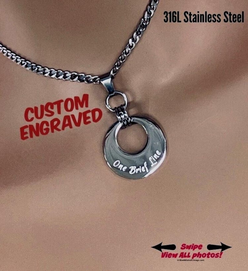 Sub Day Collar, Custom Engraved, Stainless, 24/7 Lock