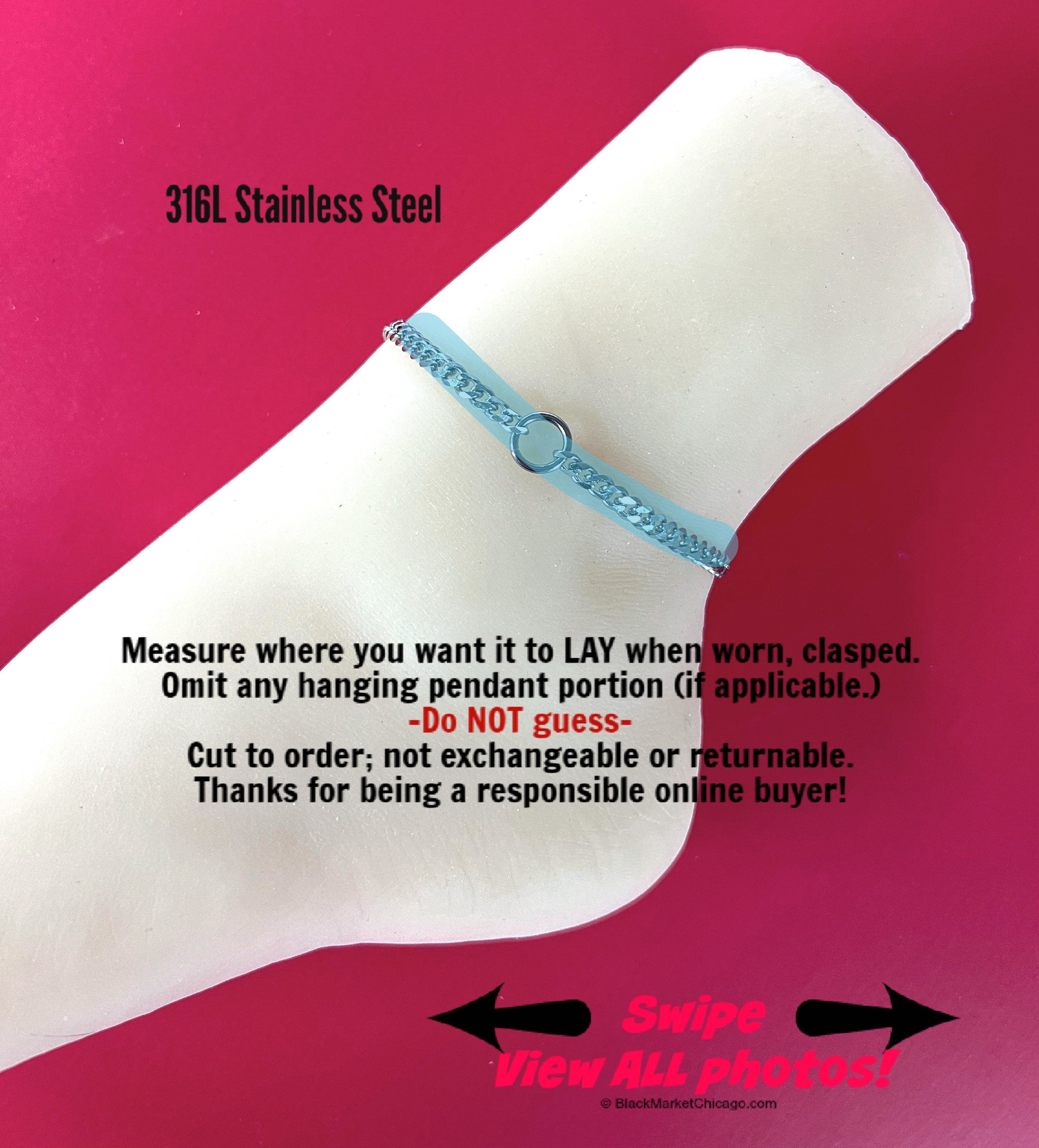 Sub or Dom Ankle Bracelet, Discreet, Waterproof, Permanent Locking option, 24/7 Wear, All Stainless Steel