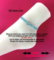 Sub or Dom Ankle Bracelet, Discreet, Waterproof, Permanent Locking option, 24/7 Wear, All Stainless Steel