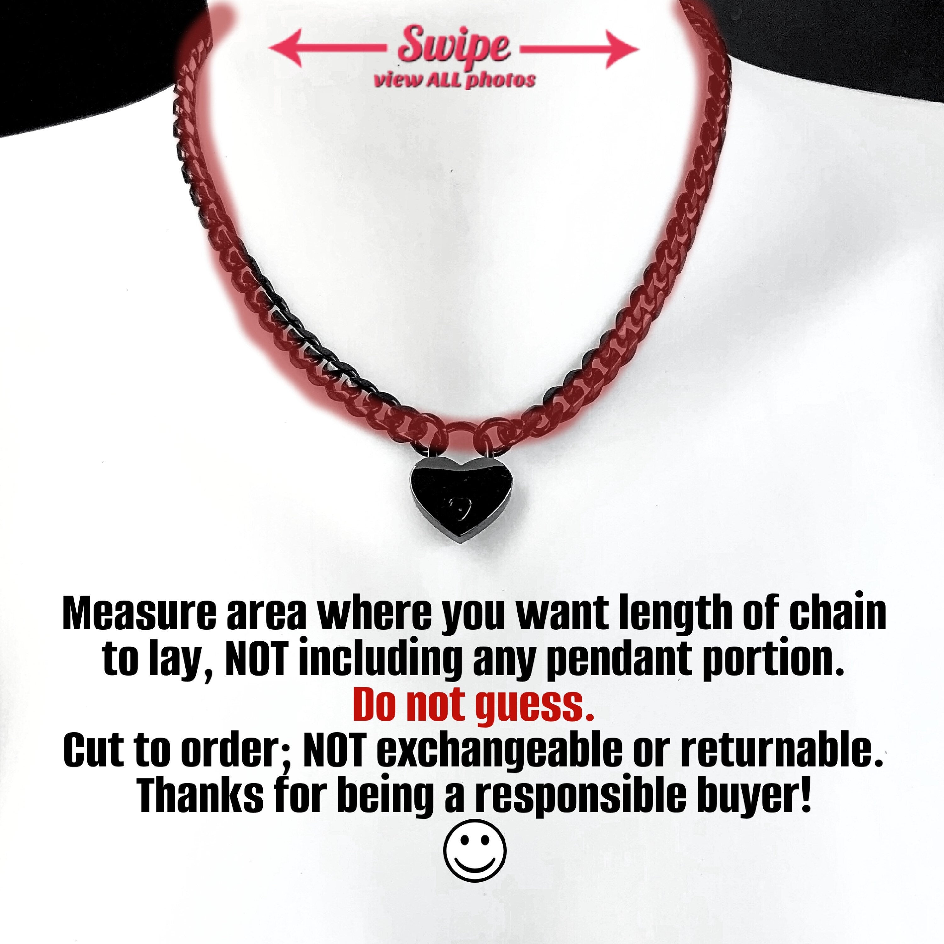 BDSM Day Collar 316L Stainless Steel Cable Dainty Chain with Small Mini HEART Padlock Closure Submissive Necklace
