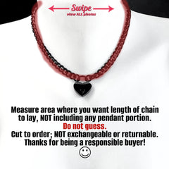 BDSM Day Collar 316L Stainless Steel Cable Dainty Chain with Small Mini HEART Padlock Closure Submissive Necklace