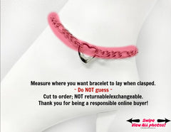 Submissive Ankle Bracelet, 24/7 Lock Option, Stainless Steel Figaro Chain and Heart Ring