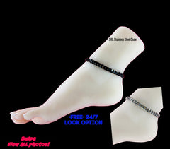 Sub or Dom Ankle Bracelet, Discreet, BLACK Chain, Waterproof, Permanent Locking