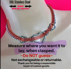 Gothic Day Collar, THICK Chain + Heart Ring, Stainless Steel, Waterproof