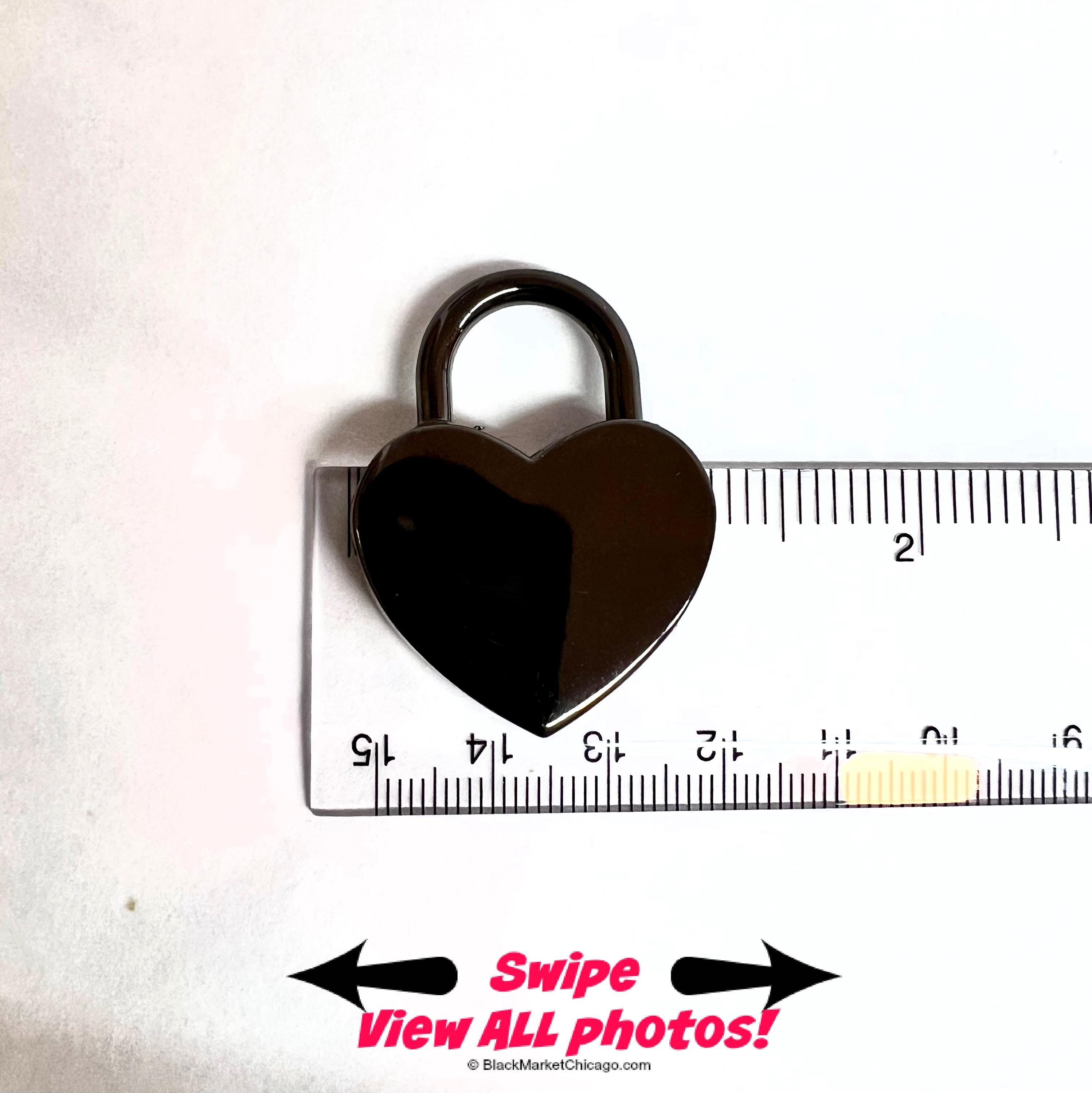 BDSM Day Collar Submissive 316L Black Stainless Steel Chain and GUNMETAL Black LARGE Heart Padlock Slave Choker or Necklace
