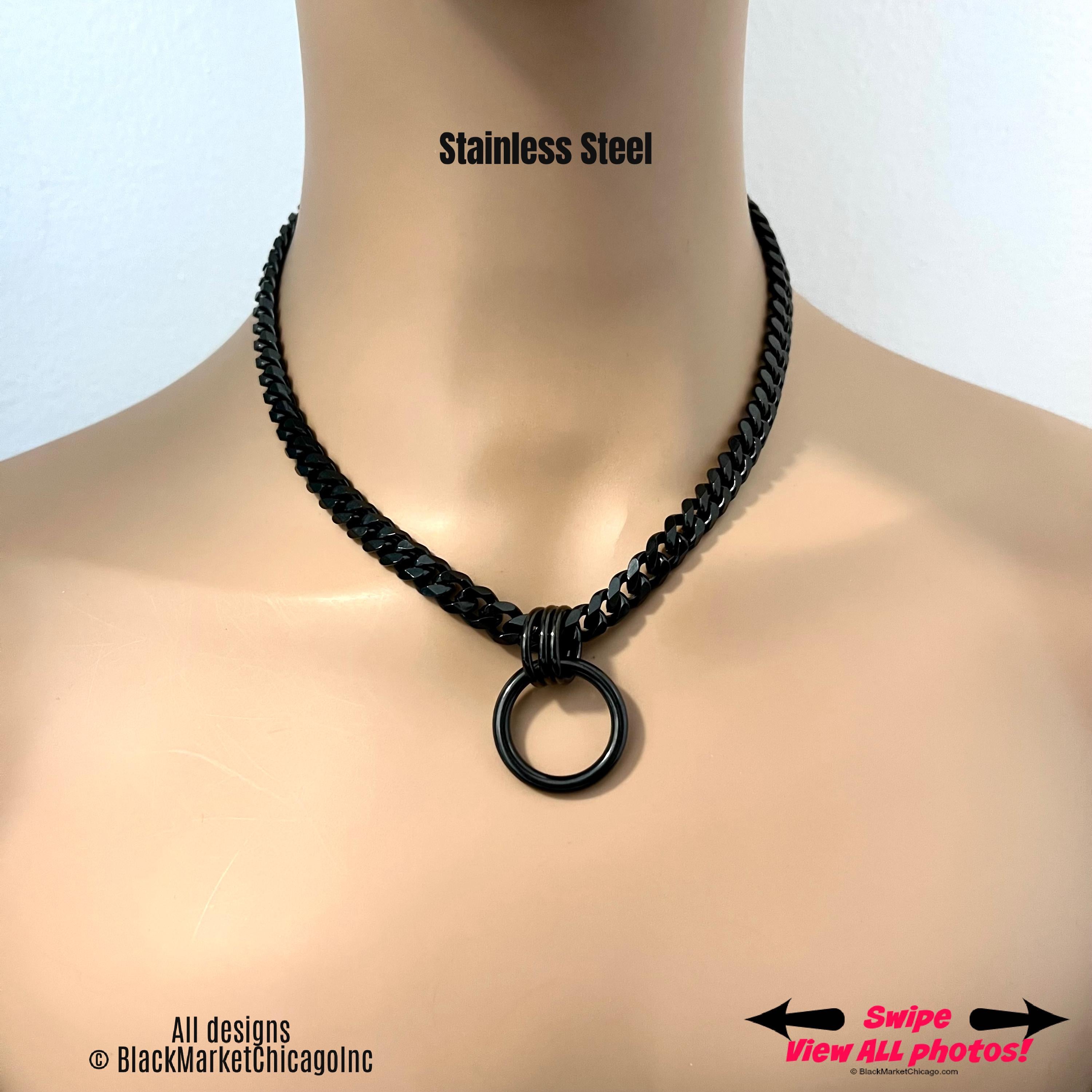 Sub Day Collar, Black Chain, Stainless Steel, O-Ring 24-7, Waterproof Lockable