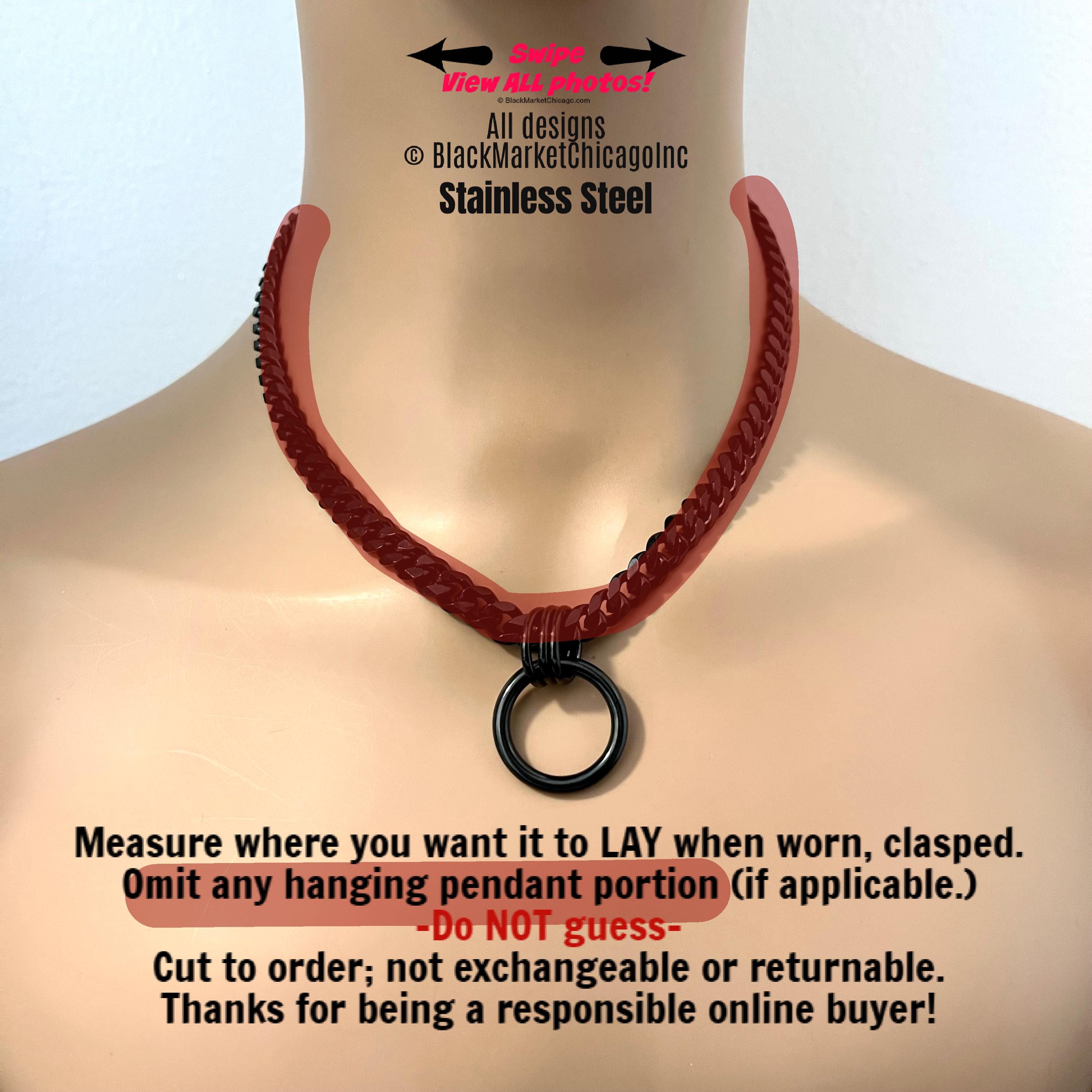 Sub Day Collar, Black Chain, Stainless Steel, O-Ring 24-7, Waterproof Lockable
