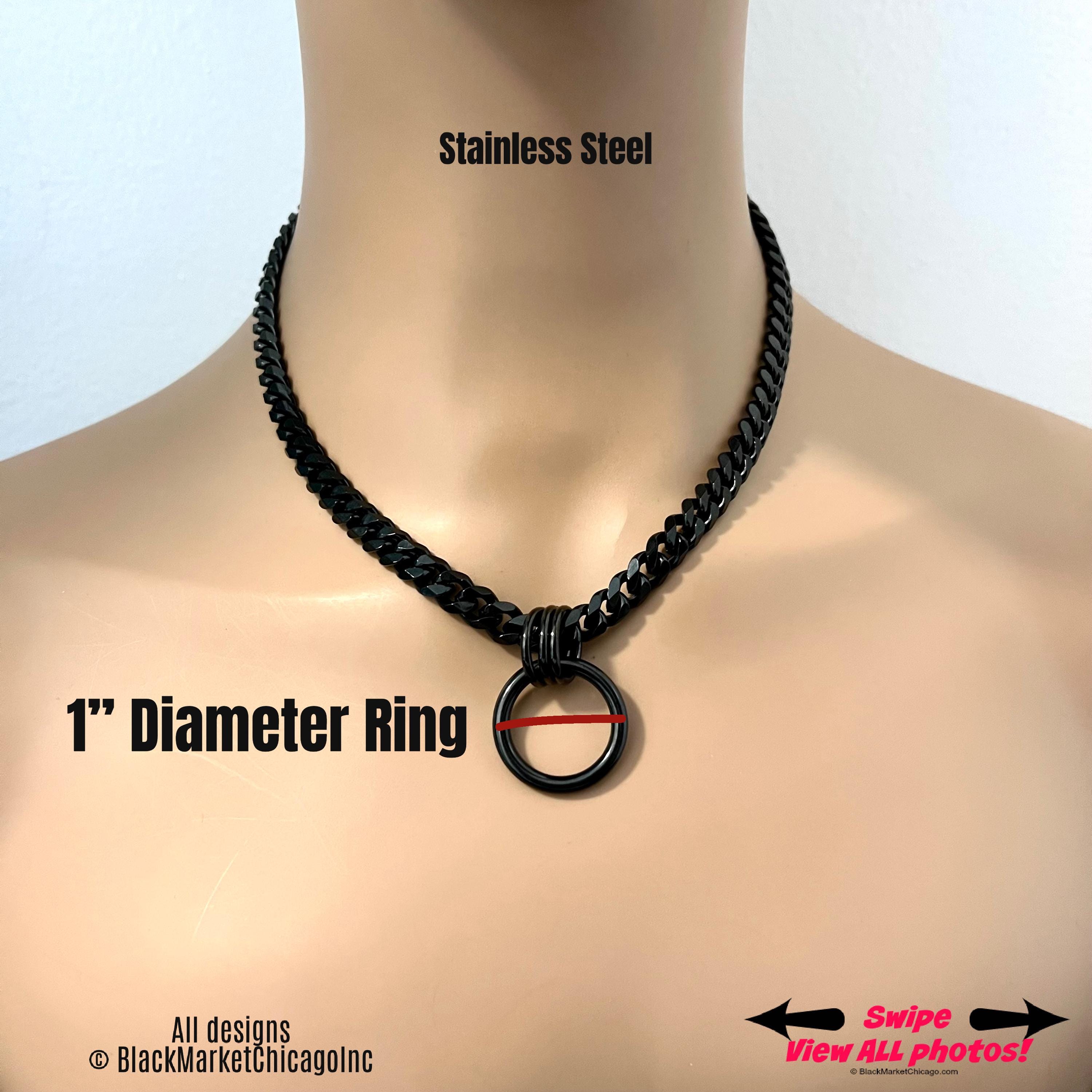 Sub Day Collar, Black Chain, Stainless Steel, O-Ring 24-7, Waterproof Lockable