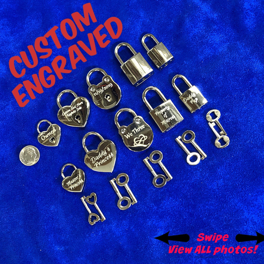 Custom Engraved Personalized Padlock & 2 Keys, Love Locks, Fully Functional Nickel-Plated Steel Padlock, Submissive wedding memorial