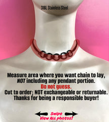 Permanently Locking Sub Day Collar or Mistress Necklace, Poly Family, BLACK Stainless Steel Chain, 24/7 Wear