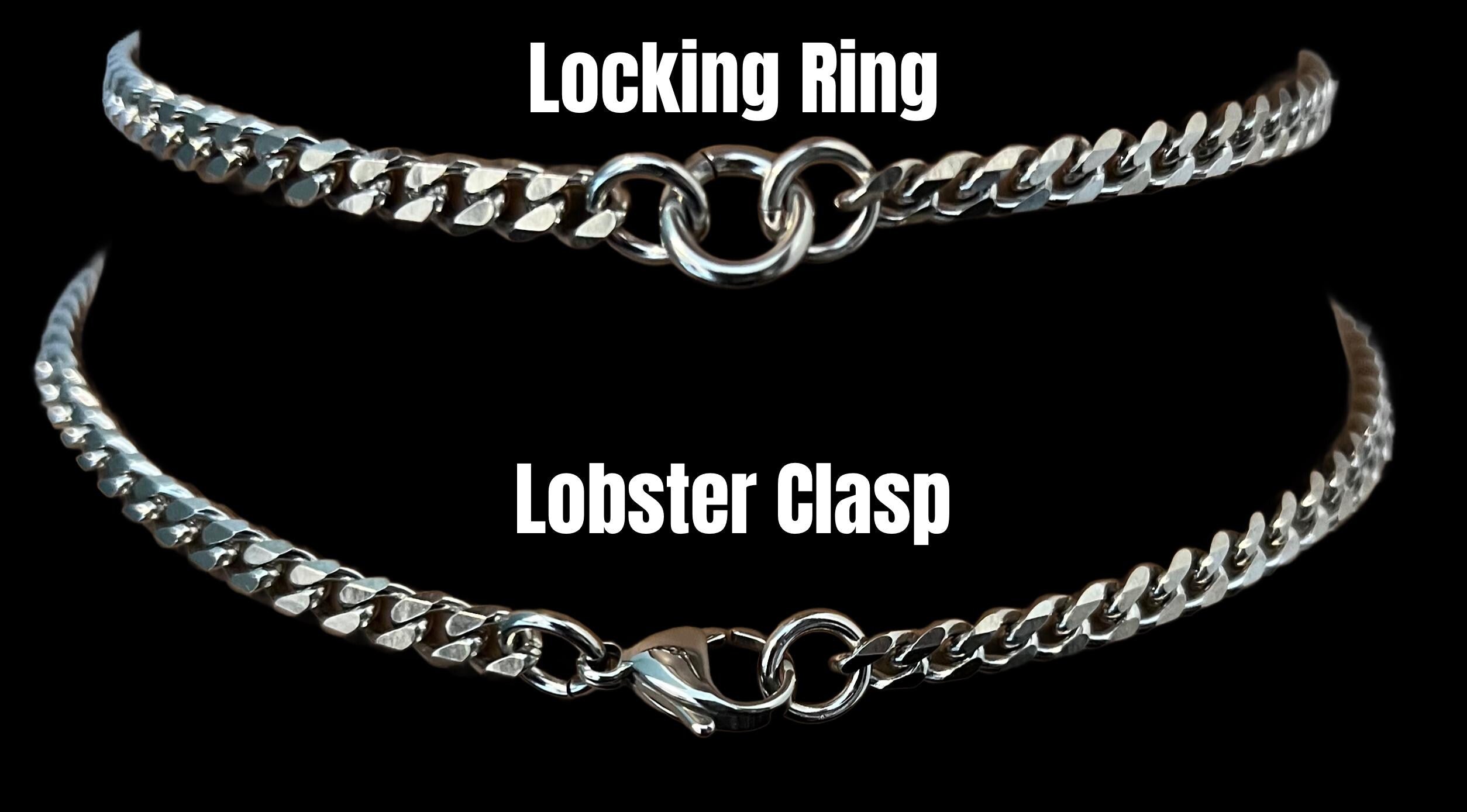Sub Day Collar, Heart, 2 Rings, Chain, ALL Stainless Steel, Choker Collar Necklace, Waterproof Lock option