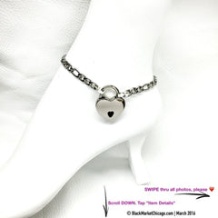 Submissive Locking Ankle Bracelet 316L Stainless Steel Figaro Chain and Nickel Padlock