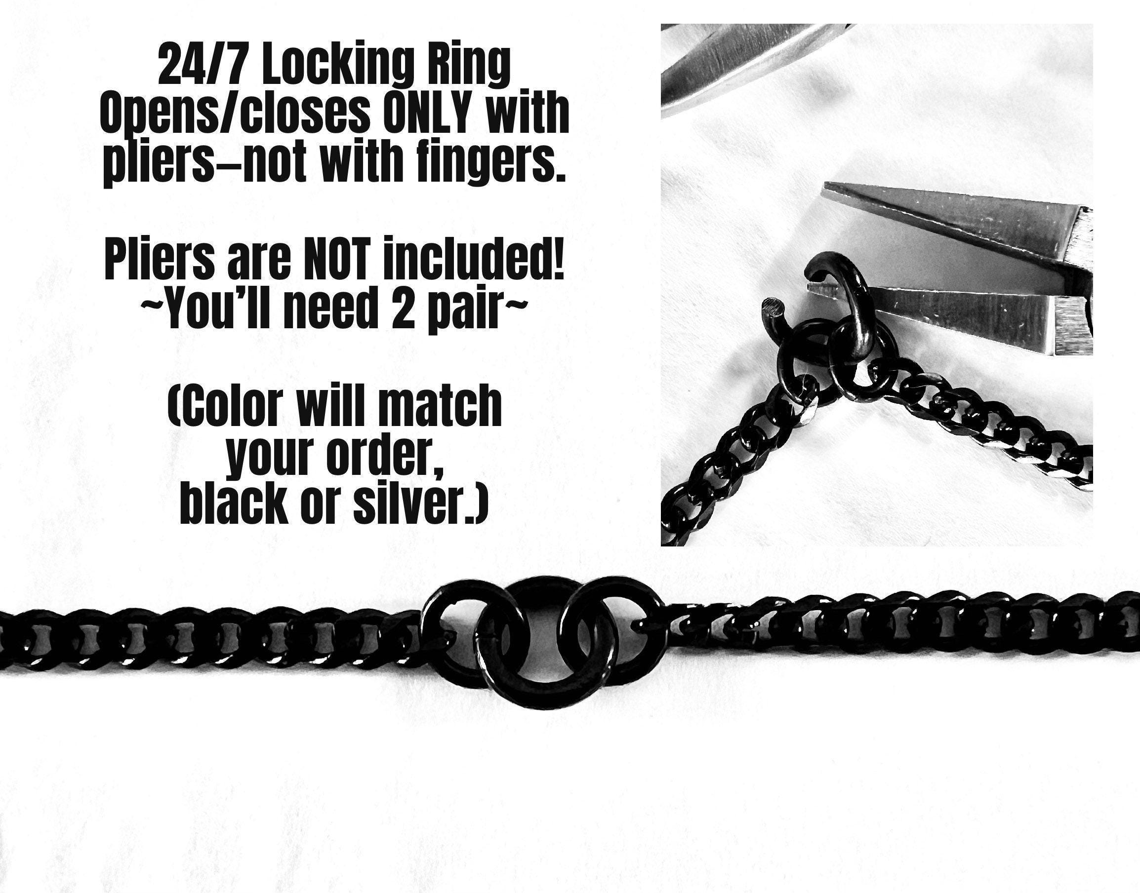 Polyamory Infinity in Heart, Discrete Day Collar Choker, Stainless Steel, Permanent 24/7 Locking Ring, Chain Necklace