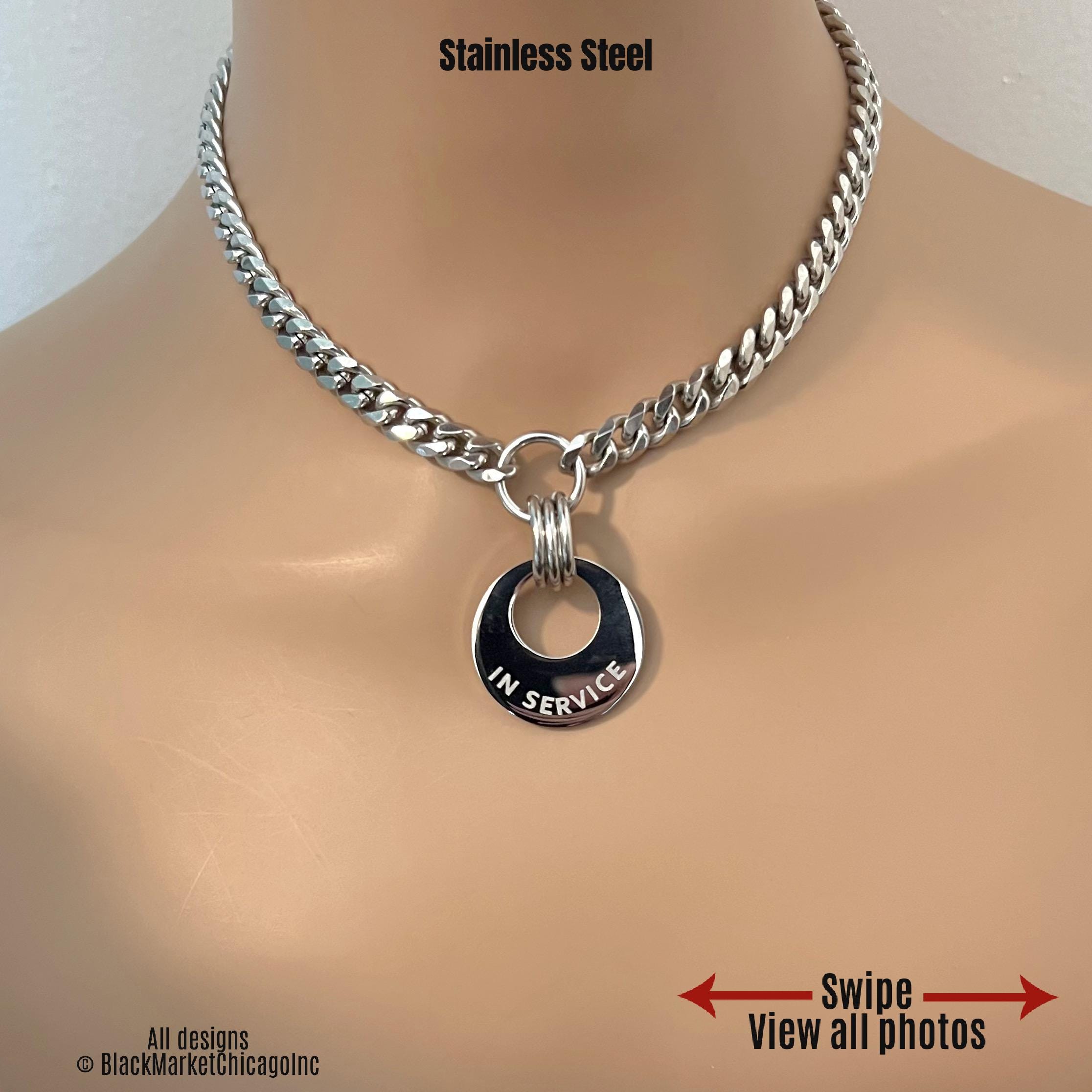 Servitude Day Collar, Engraved, Stainless Steel, 24/7 Waterproof Lockable