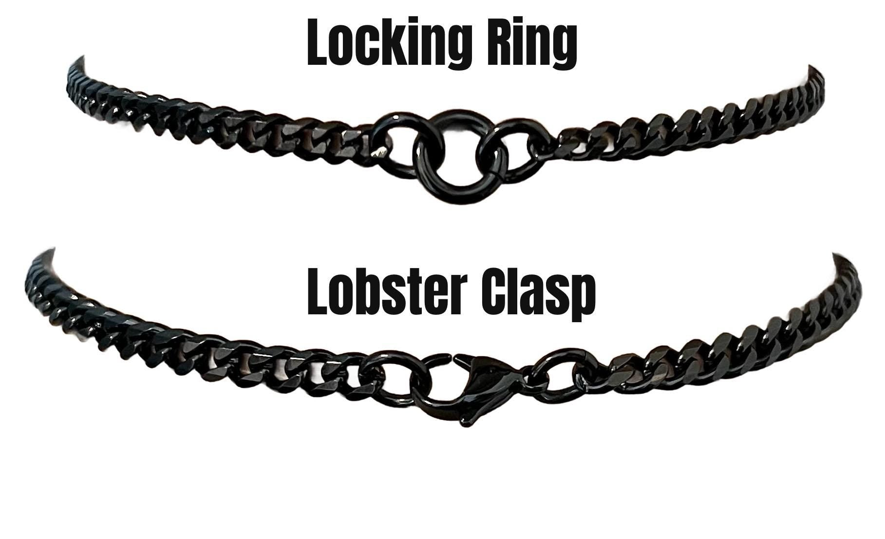 Permanently Locking Sub Day Collar or Mistress Necklace, Poly Family, BLACK Stainless Steel Chain, 24/7 Wear