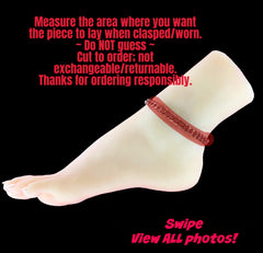 Black Chain Ankle Bracelet, All Stainless Steel Petite Chain and O-Ring, PERMANENT Lock Option