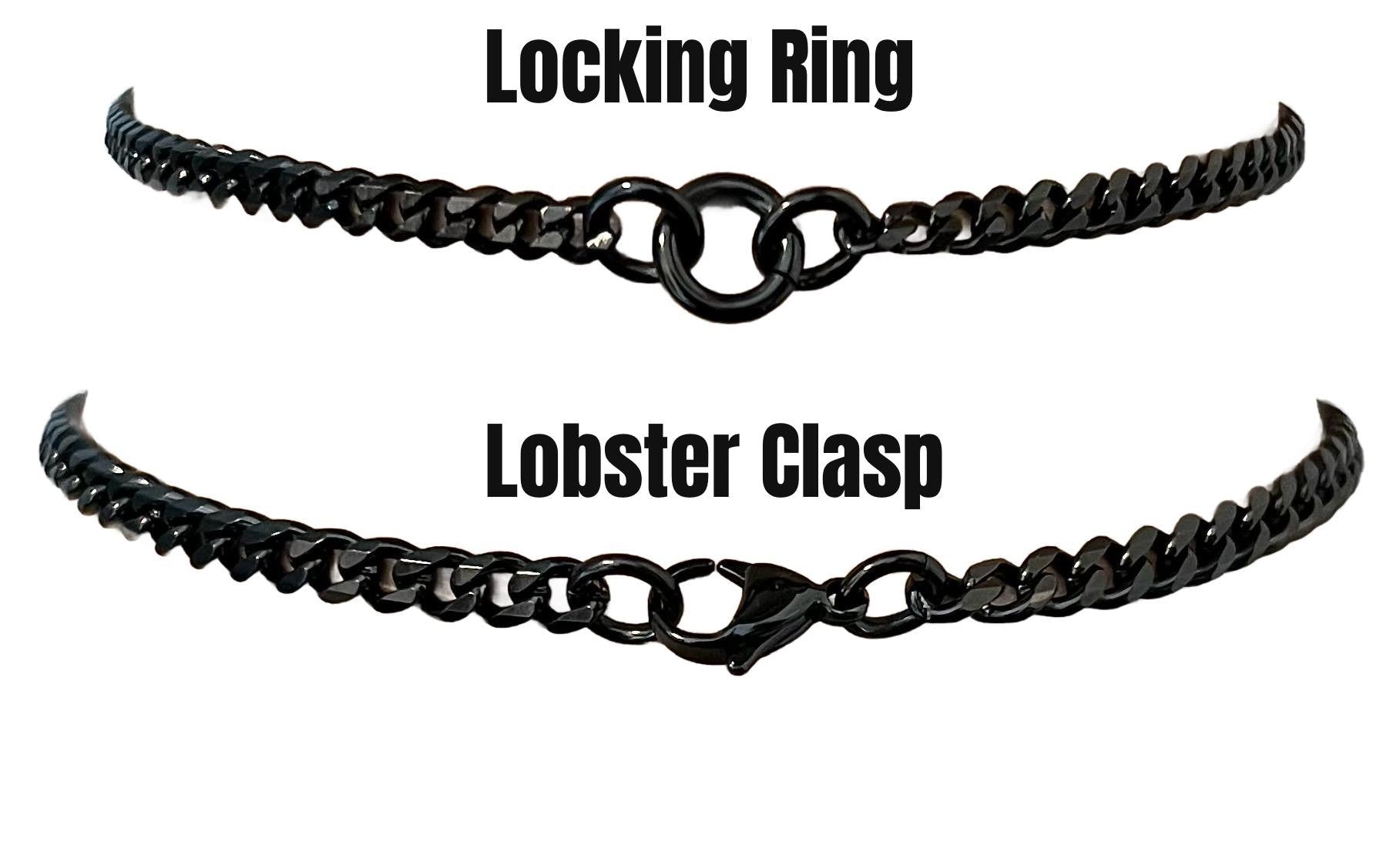 Discreet Sub Day Collar, Permanent Locking Option, The Trinity, All BLACK Stainless Steel
