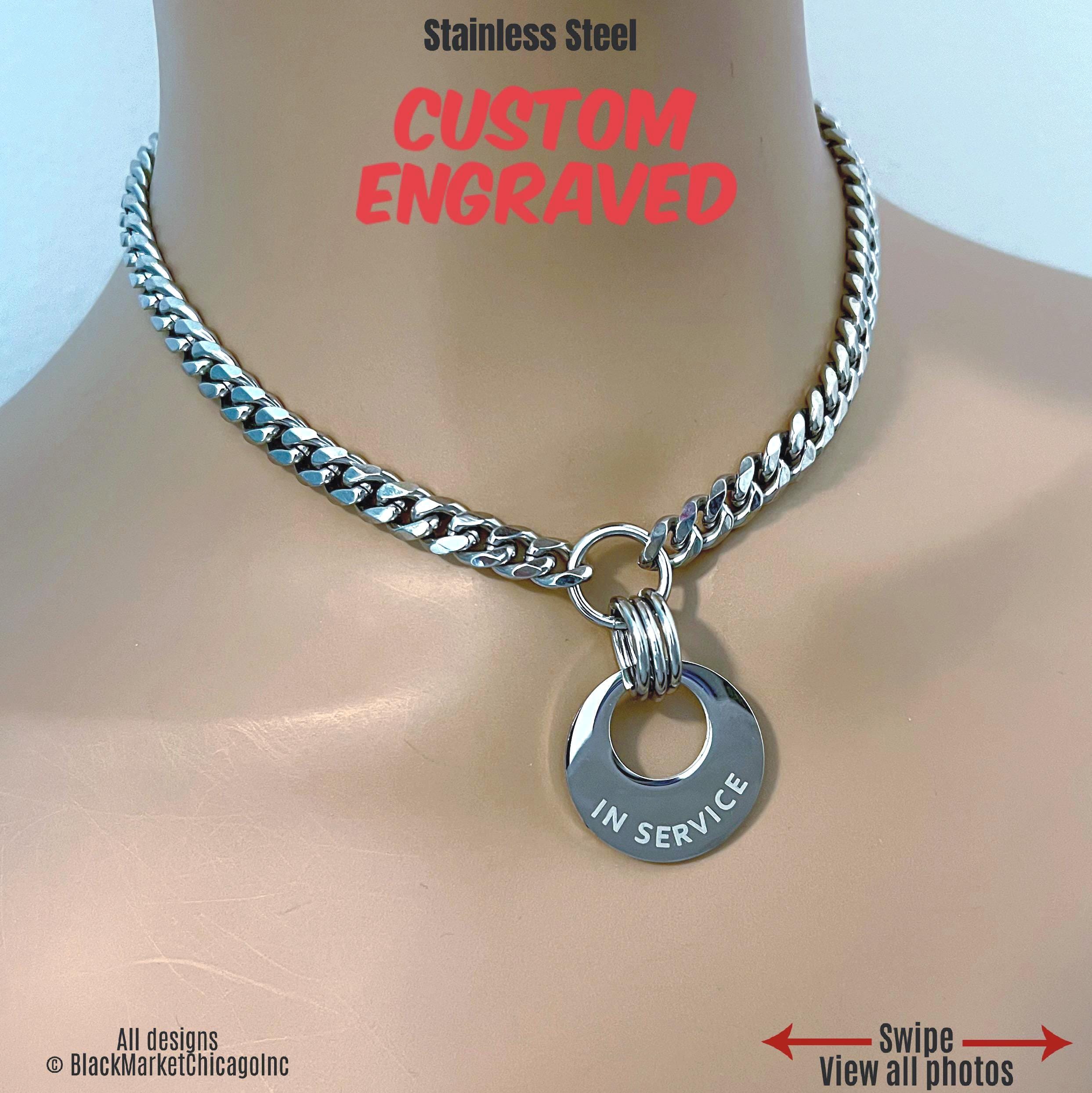 Servitude Day Collar, Engraved, Stainless Steel, 24/7 Waterproof Lockable