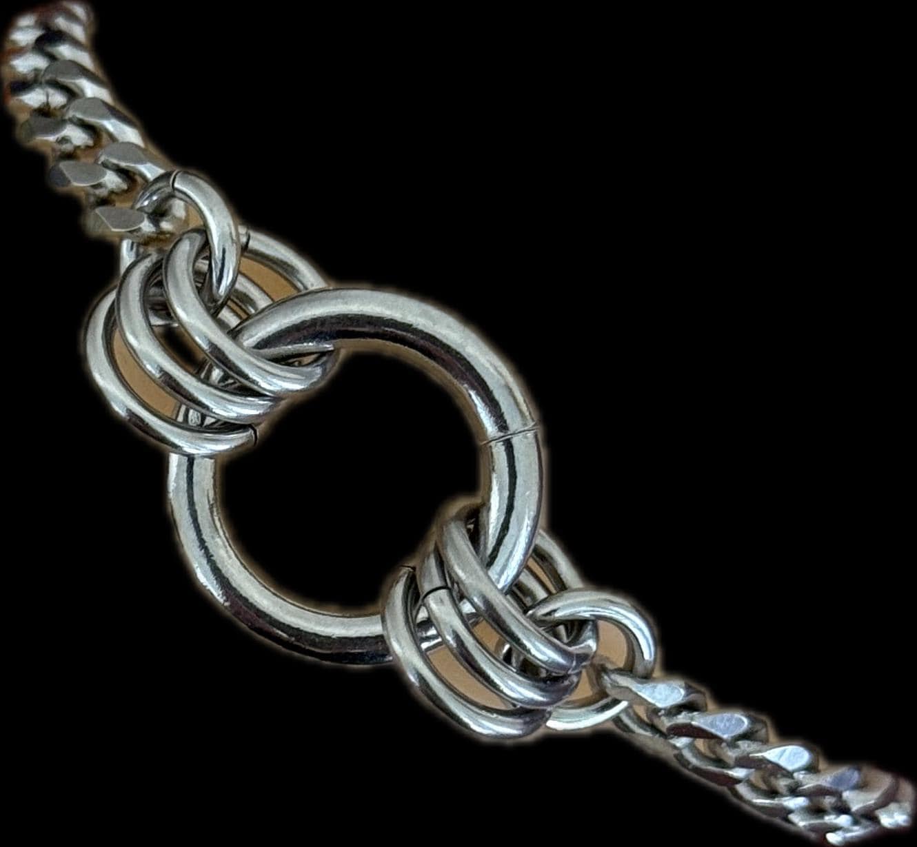 Day Collar 24/7 Ankle Bracelet, Stainless Steel, Waterproof, Multi-Rings, Permanent Lock Option, Silver SS