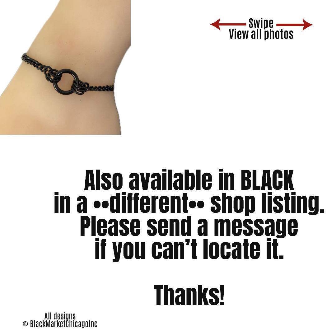 Day Collar 24/7 Ankle Bracelet, Stainless Steel, Waterproof, Multi-Rings, Permanent Lock Option, Silver SS