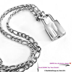 BDSM Day Collar 316L Stainless Steel FIGARO DAINTY Chain with Smallest Mini Square Padlock Closure Submissive Necklace
