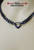 Discreet Day Collar, Black Chain & Heart, Elegant Necklace, Stainless Steel, 24/7,  Lock Option