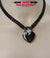Sub Day Collar, Curb Chain, Gunmetal Black LARGE Heart Padlock