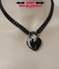 Sub Day Collar, Curb Chain, Gunmetal Black LARGE Heart Padlock