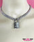 Sub Day Collar, Engraved Square NICKEL Steel Padlock, Stainless Steel Chain