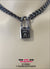 Sub Day Collar, Engraved Square Padlock, Black Stainless Steel Chain