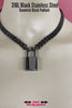 Locking Day Collar, BLACK Stainless Steel Chain, Gunmetal  Padlock